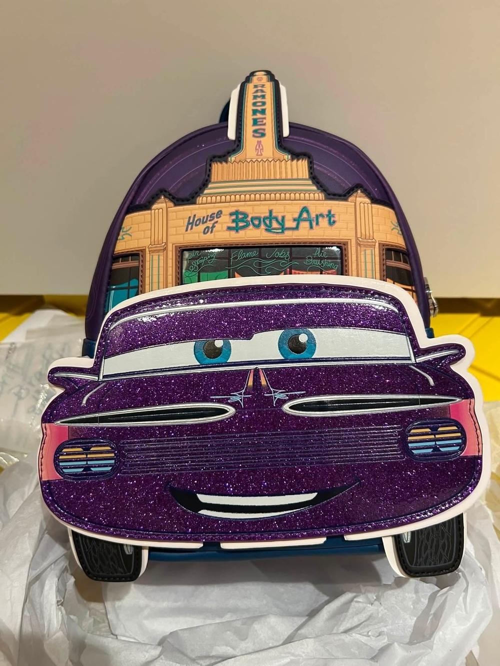 Loungefly Purple Glitter Car Mini Backpack